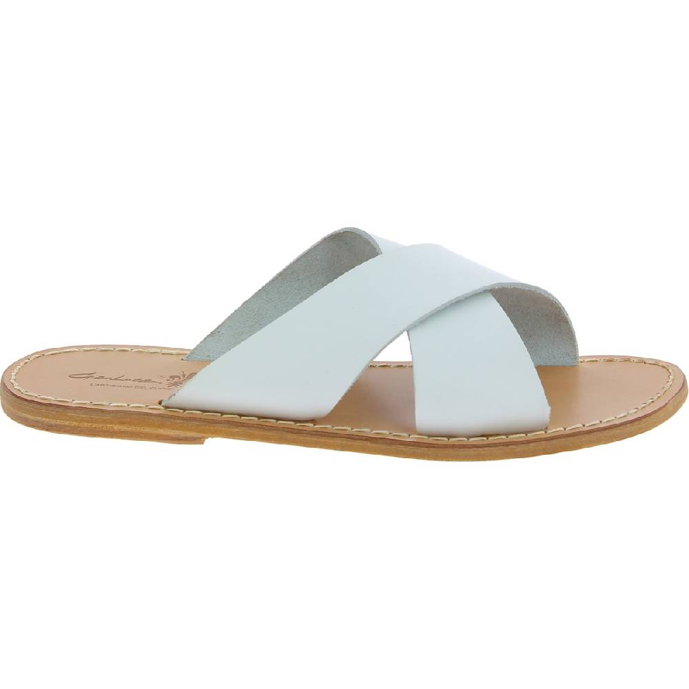 Lartigiano Del Cuoio Ciabatte Uomo In Pelle Bianco Fatto A Mano In Italia