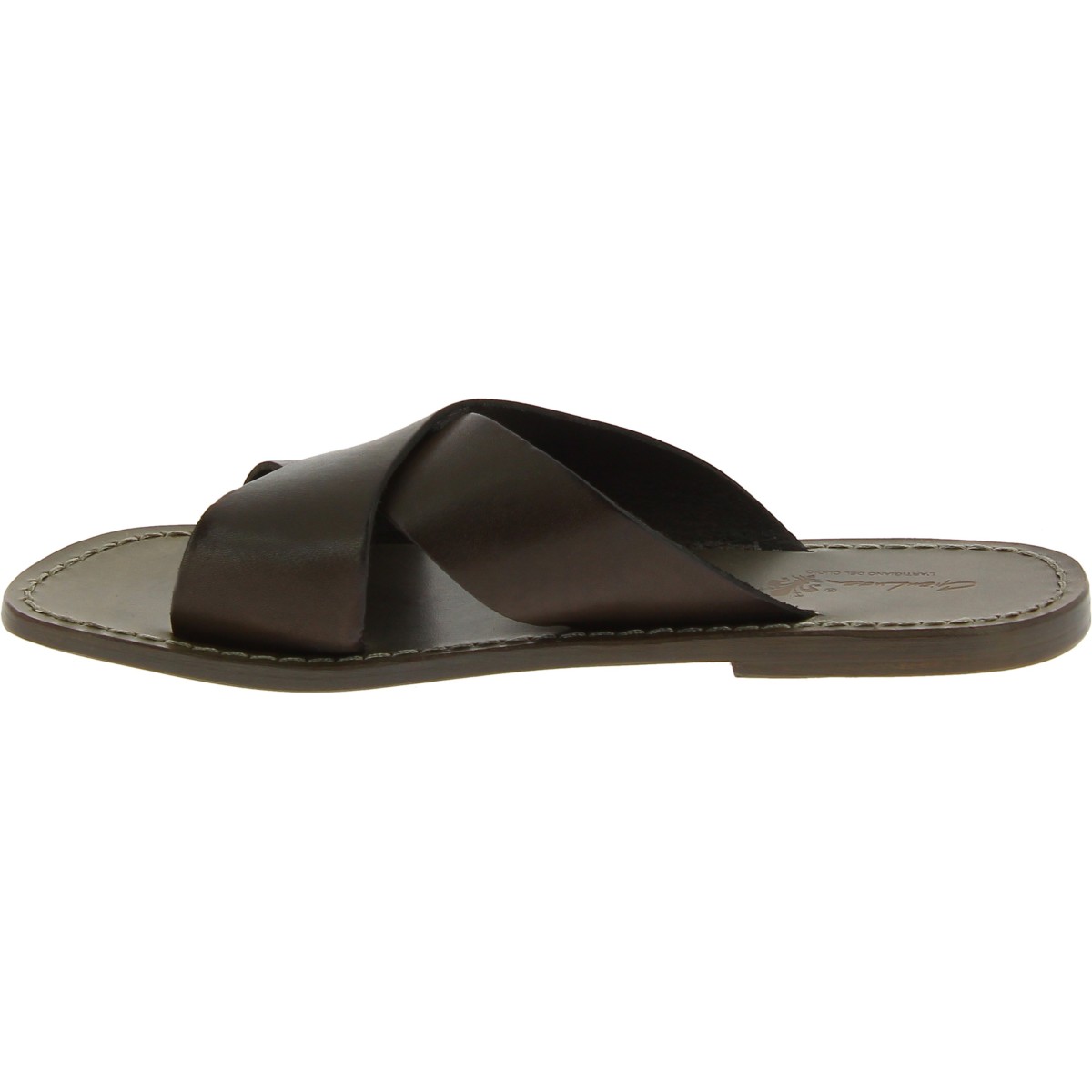 Lartigiano Del Cuoio Ciabatte Uomo In Pelle Color Fango Realizzate A Mano In Italia