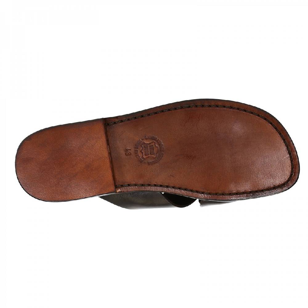 Lartigiano Del Cuoio Ciabatte Uomo In Pelle Testa Di Moro Realizzata A Mano In Italia