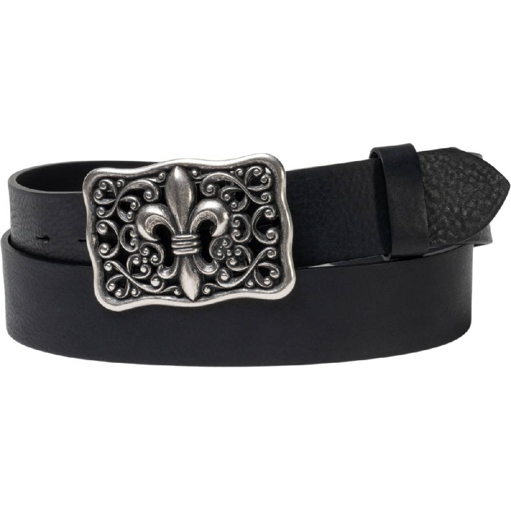Lartigiano Del Cuoio Cintura Artigianale In Cuoio Nero Con Fibbia Giglio Fiorentino