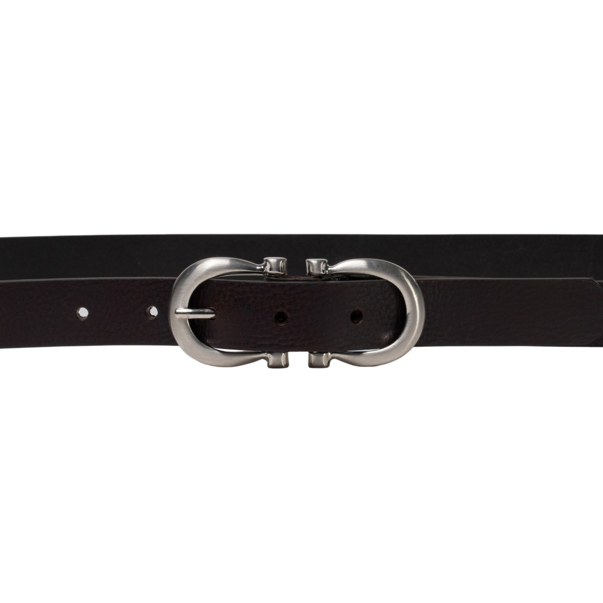 Lartigiano Del Cuoio Cintura Artigianale In Pelle Marrone Con Fibbia Ad Otto In Metallo