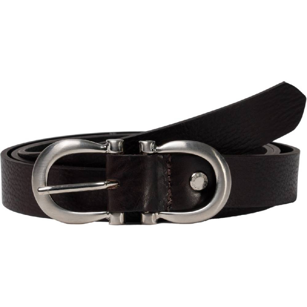 Lartigiano Del Cuoio Cintura artigianale in pelle marrone con fibbia ad otto in metallo