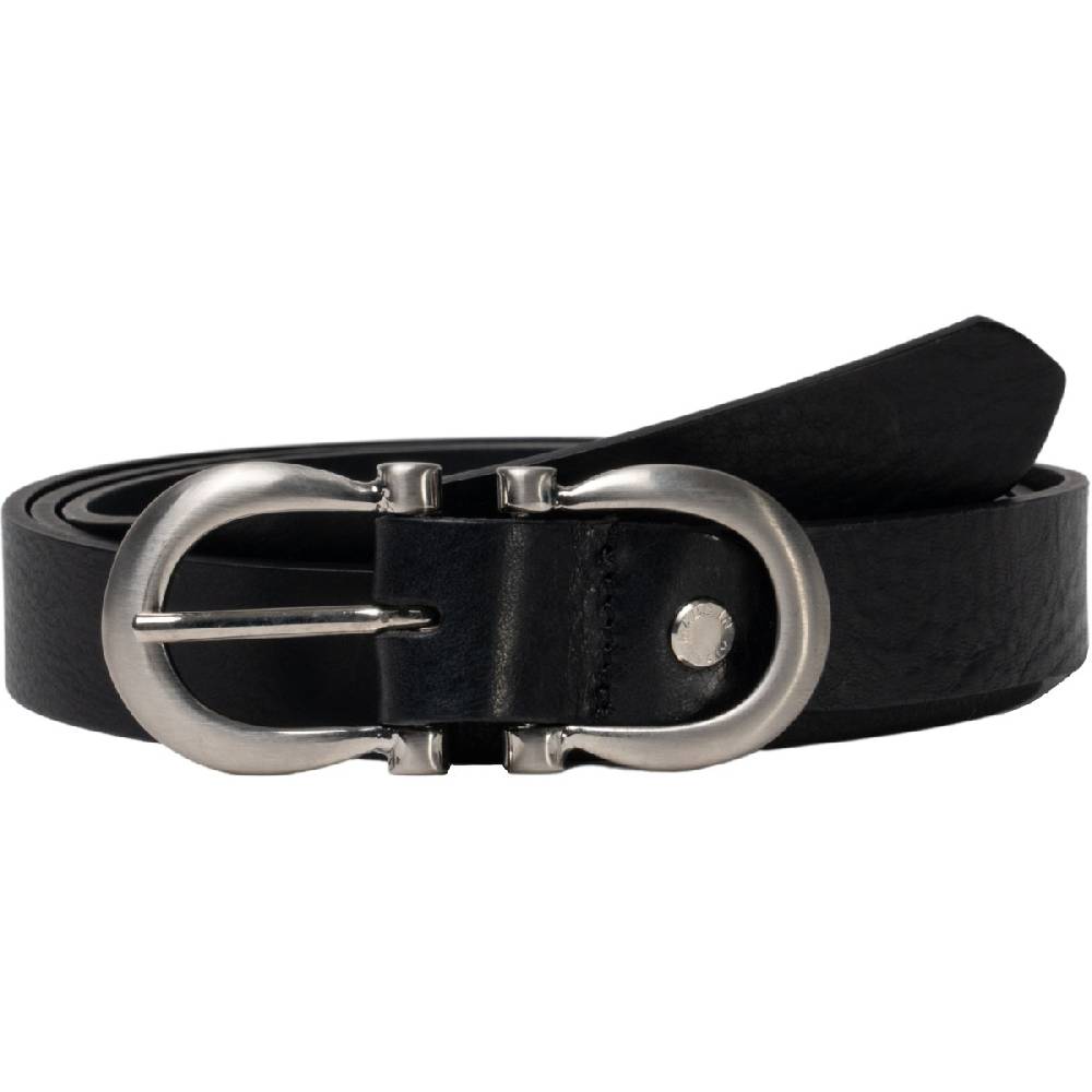 Lartigiano Del Cuoio Cintura Artigianale In Pelle Nera Con Fibbia Ad Otto In Metallo