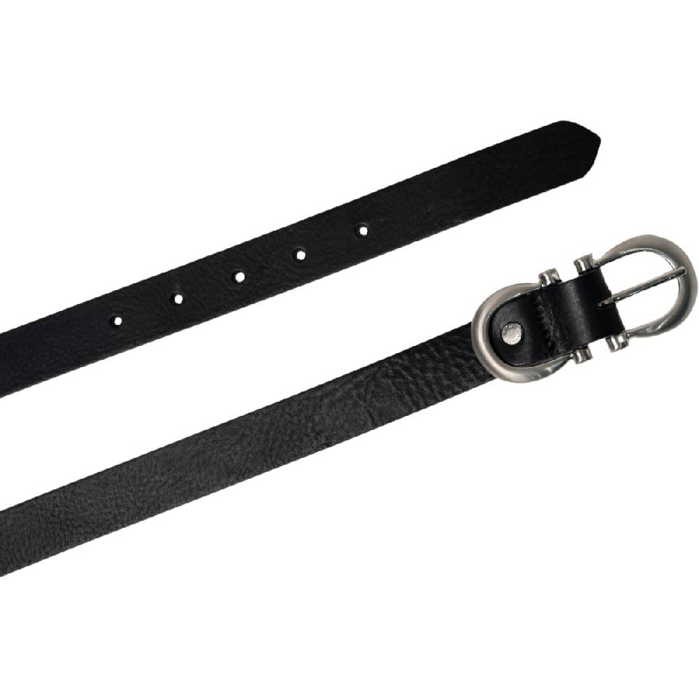 Lartigiano Del Cuoio Cintura Artigianale In Pelle Nera Con Fibbia Ad Otto In Metallo