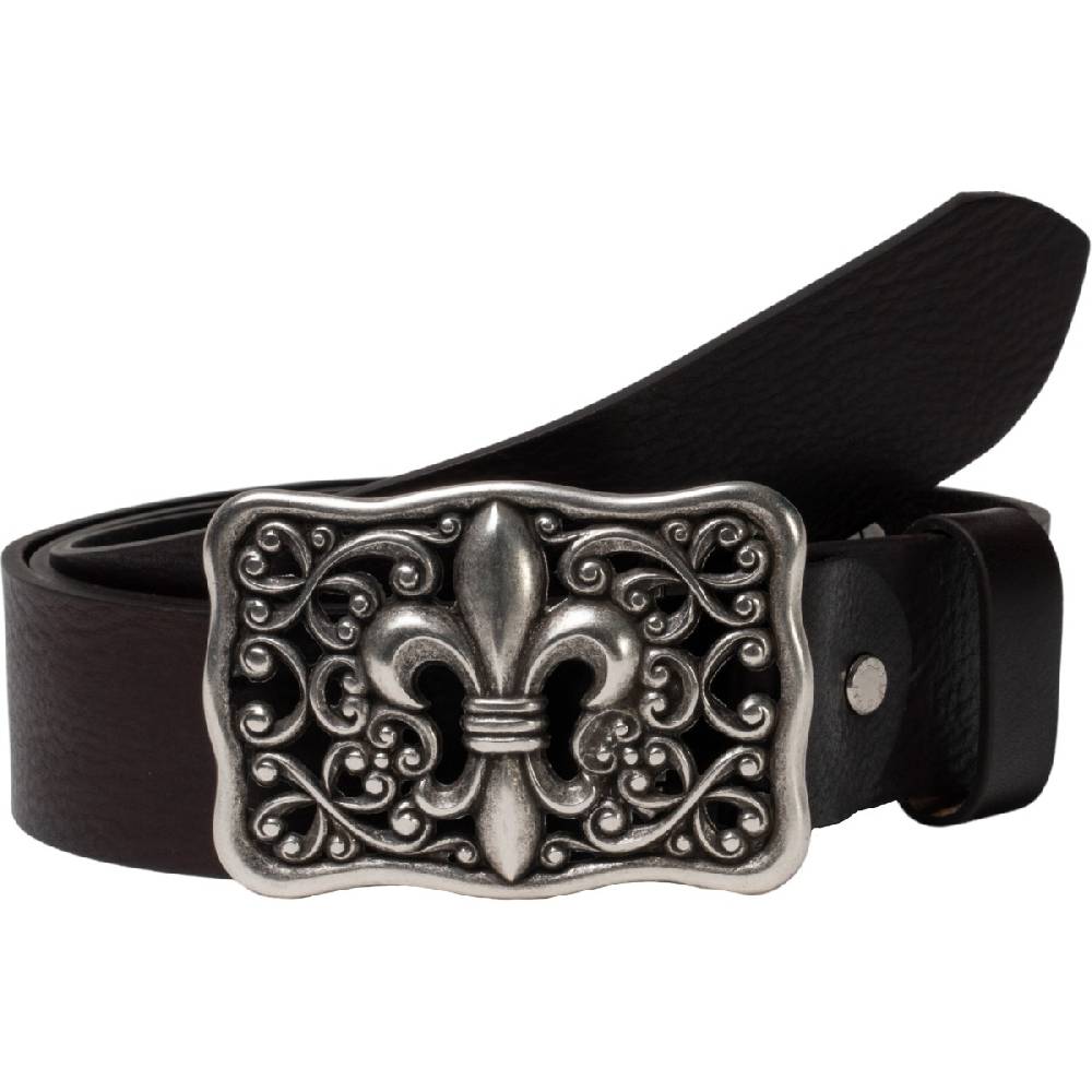 Lartigiano Del Cuoio Cintura Artigianale In Pelle Testa Di Moro Con Fibbia Giglio Fiorentino