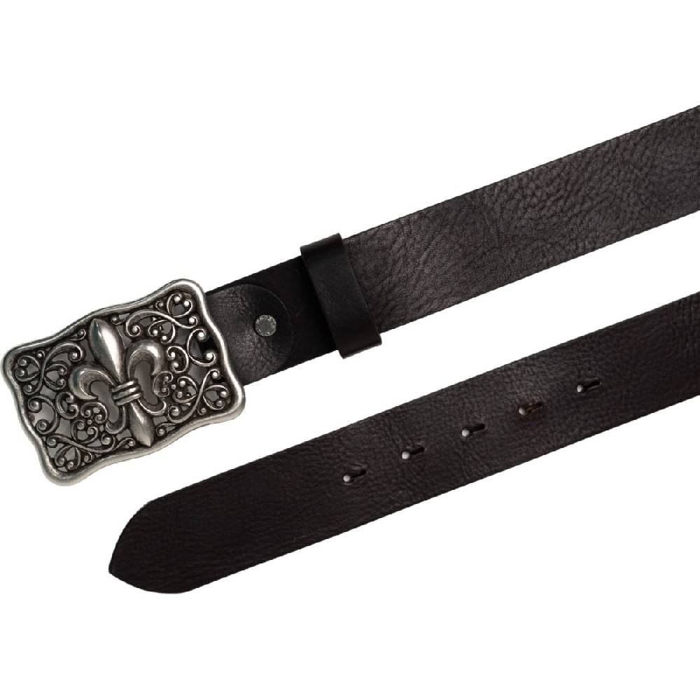 Lartigiano Del Cuoio Cintura Artigianale In Pelle Testa Di Moro Con Fibbia Giglio Fiorentino