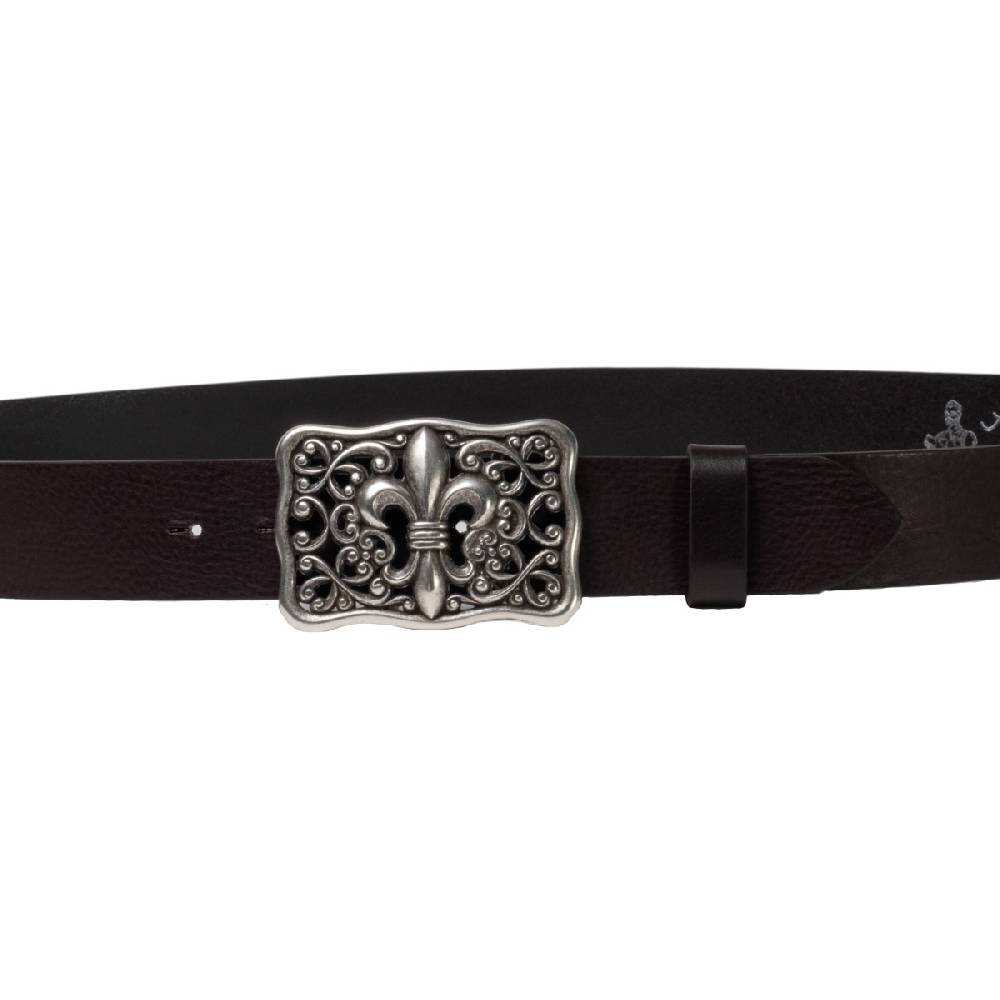 Lartigiano Del Cuoio Cintura artigianale in pelle testa di moro con fibbia giglio fiorentino
