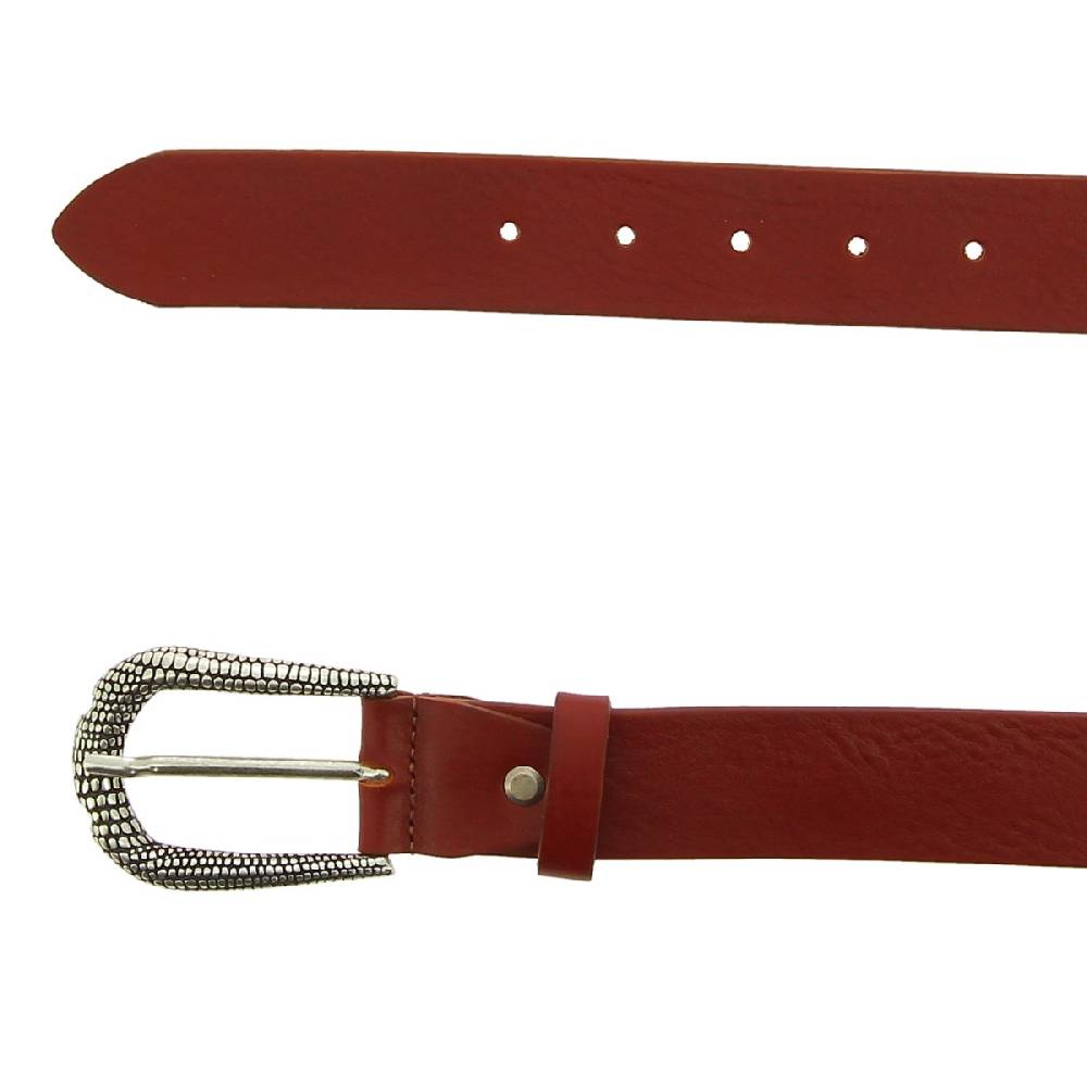 Lartigiano Del Cuoio Cintura Da Donna In Pelle Marrone Con Fibbia Squamata In Metallo