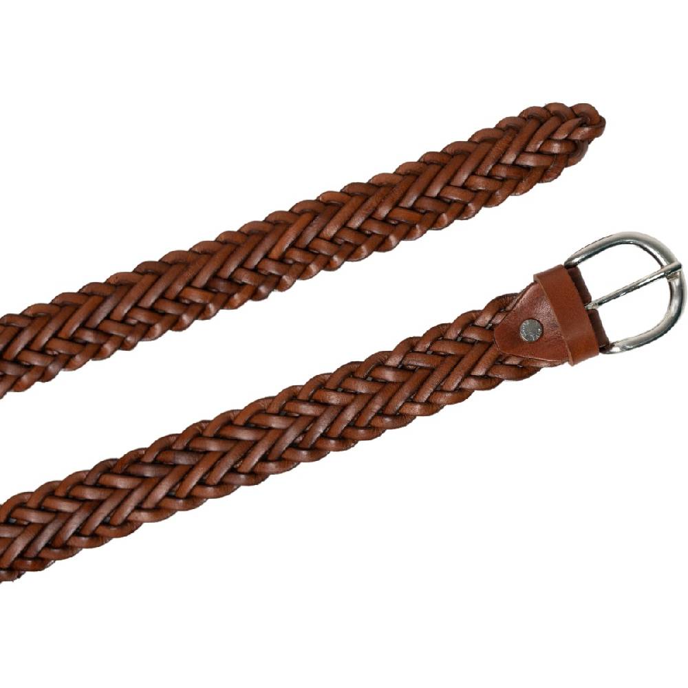 Lartigiano Del Cuoio Cintura Da Donna Intrecciata A Mano In Cuoio Con Fibbia Arrotondata In Metallo