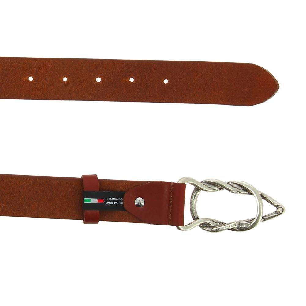 Lartigiano Del Cuoio Cintura In Cuoio Conciato Al Vegetale Con Fibbia Casual In Metallo