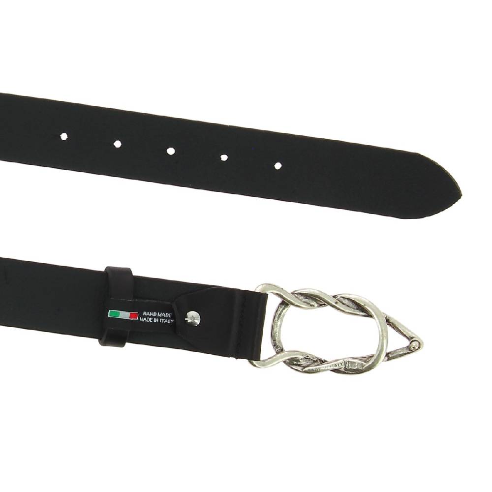 Lartigiano Del Cuoio Cintura In Pelle Di Toro Nera Con Fibbia Casual In Metallo