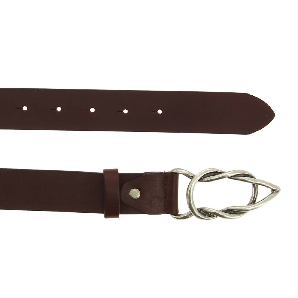 Lartigiano Del Cuoio Cintura In Pelle Di Toro Testa Di Moro Con Fibbia Casual In Metallo