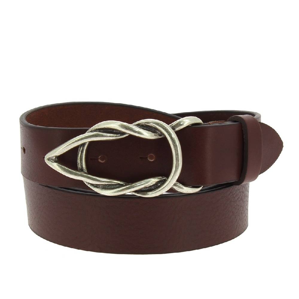 Lartigiano Del Cuoio Cintura In Pelle Di Toro Testa Di Moro Con Fibbia Casual In Metallo