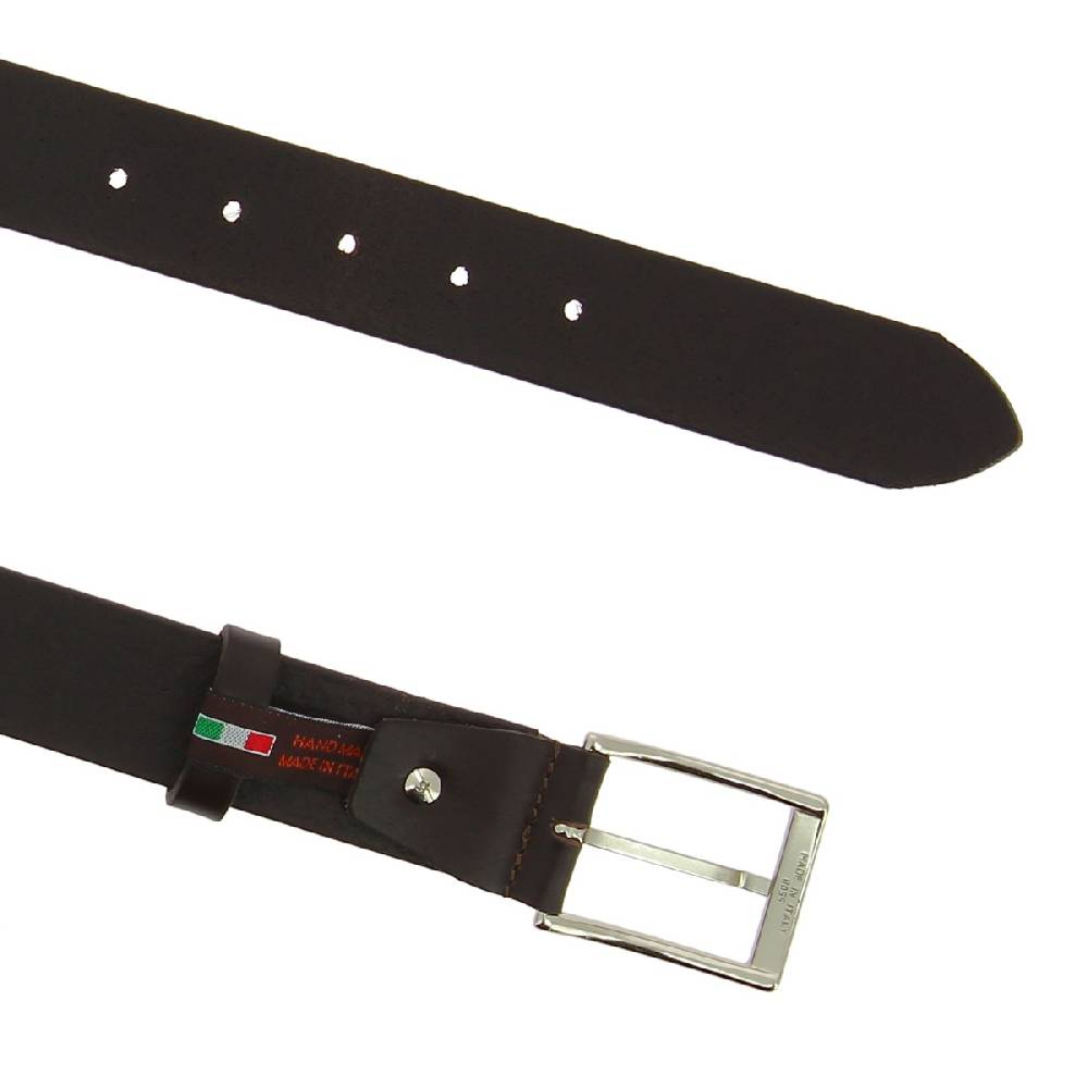 Lartigiano Del Cuoio Cintura In Pelle Marrone Scuro Conciata Al Vegetale Con Fibbia In Metallo