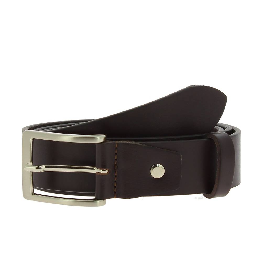 Lartigiano Del Cuoio Cintura In Pelle Marrone Scuro Conciata Al Vegetale Con Fibbia In Metallo