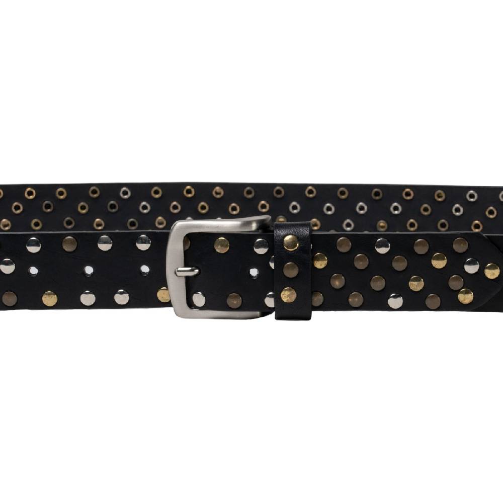 Lartigiano Del Cuoio Cintura In Pelle Nera Con Borchie Metalliche Unisex