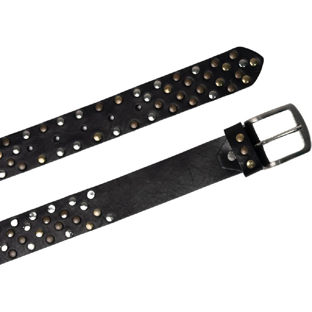 Lartigiano Del Cuoio Cintura In Pelle Nera Con Borchie Metalliche Unisex