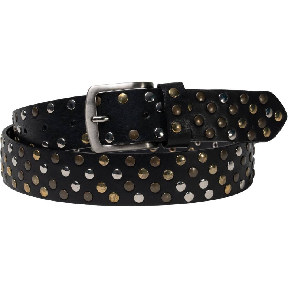 Lartigiano Del Cuoio Cintura in pelle nera con borchie metalliche unisex
