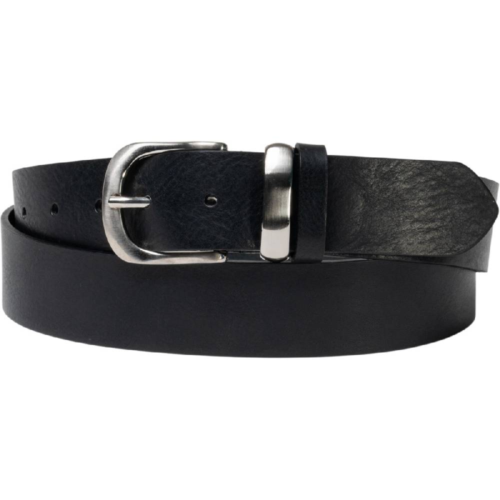 Lartigiano Del Cuoio Cintura in pelle nera con fibbia e passante in metallo