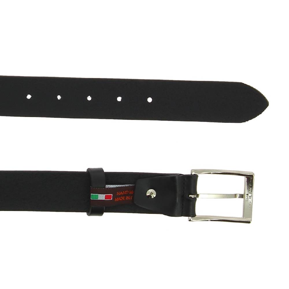 Lartigiano Del Cuoio Cintura In Pelle Nera Conciata Al Vegetale Con Fibbia In Metallo