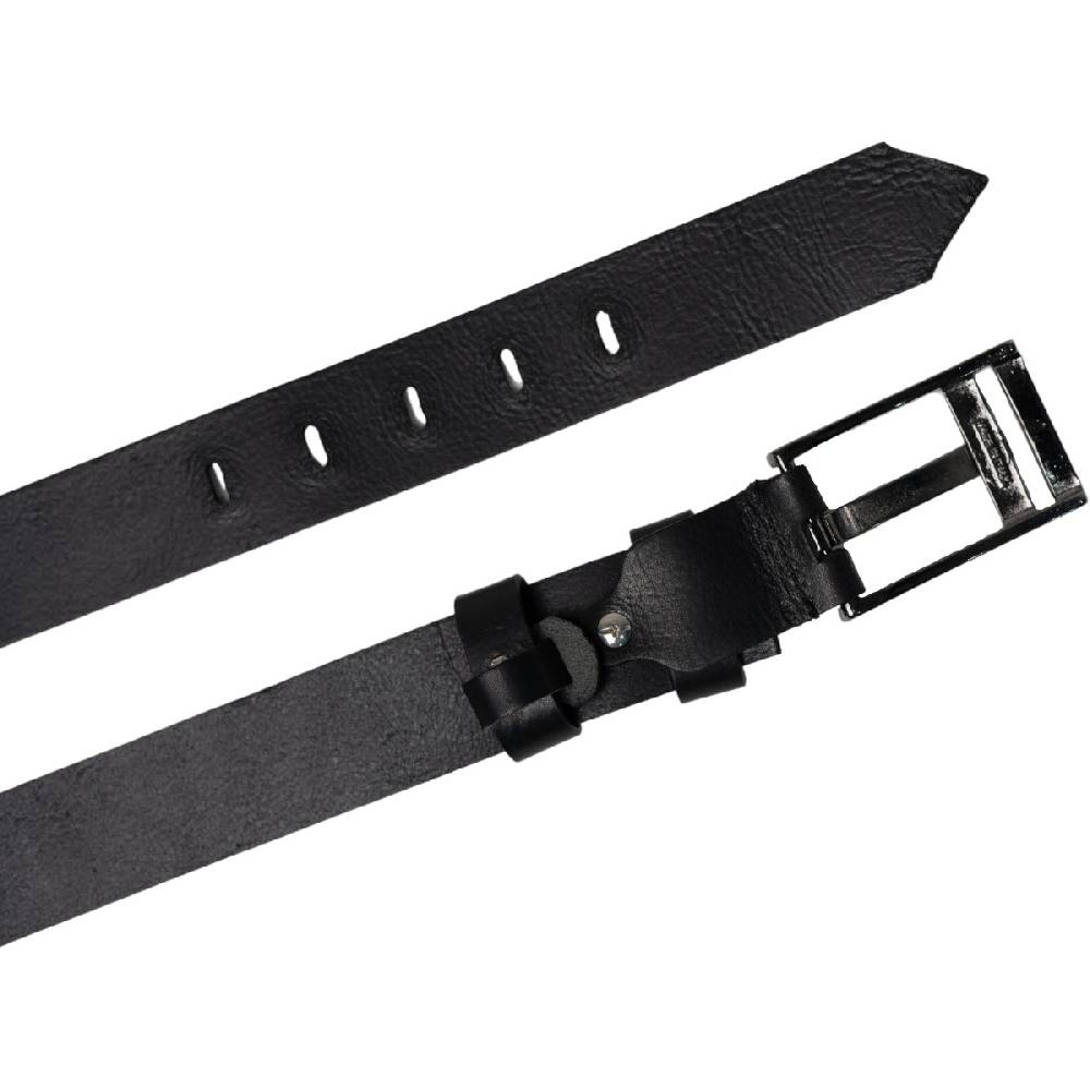 Lartigiano Del Cuoio Cintura In Pelle Nera Fibbia Rettangolare Con Ardiglione Piatto