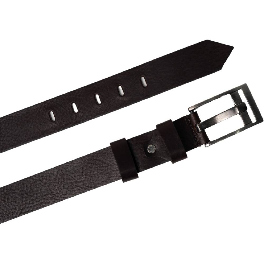 Lartigiano Del Cuoio Cintura In Pelle Testa Di Moro Fibbia Rettangolare Con Ardiglione Piatto