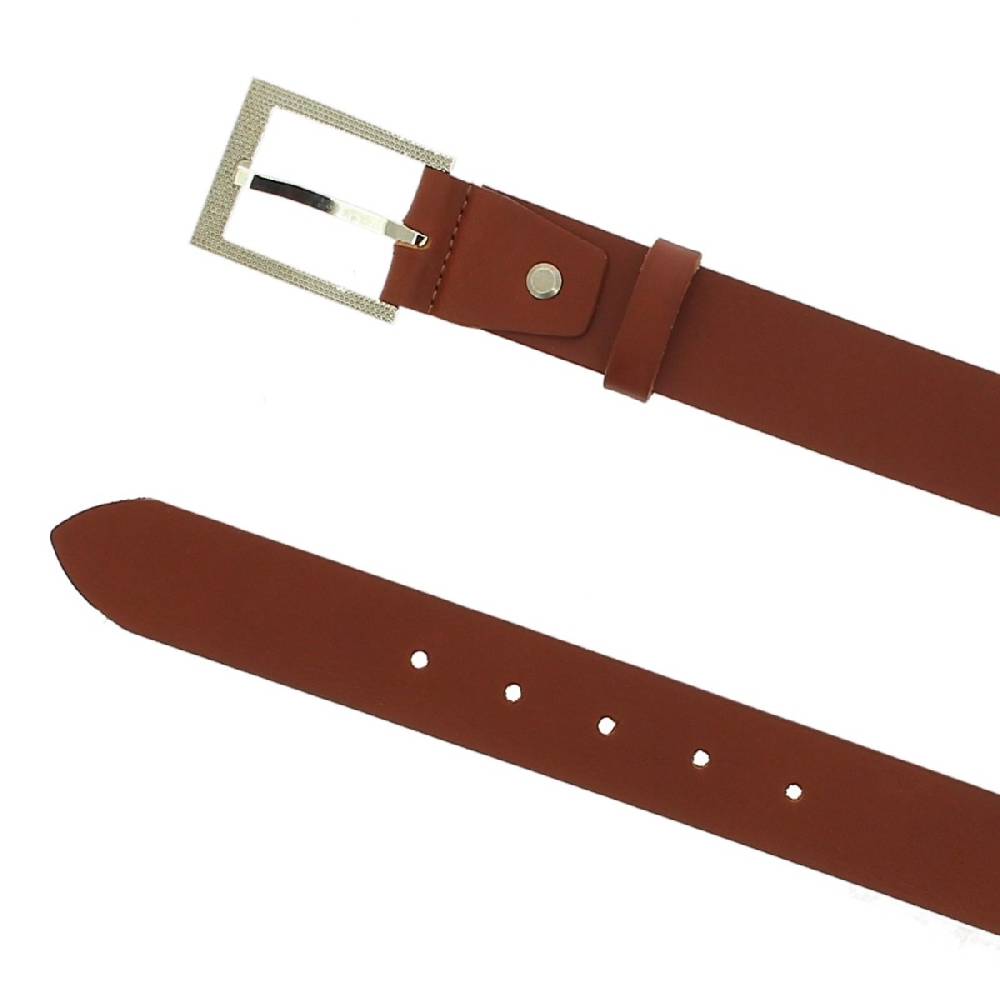 Lartigiano Del Cuoio Cintura In Vera Pelle Brandy Con Fibbia In Metallo Rettangolare