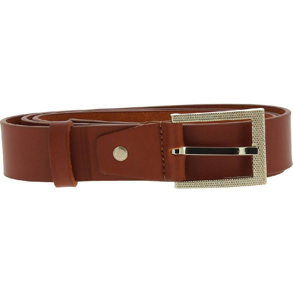 Lartigiano Del Cuoio Cintura In Vera Pelle Brandy Con Fibbia In Metallo Rettangolare