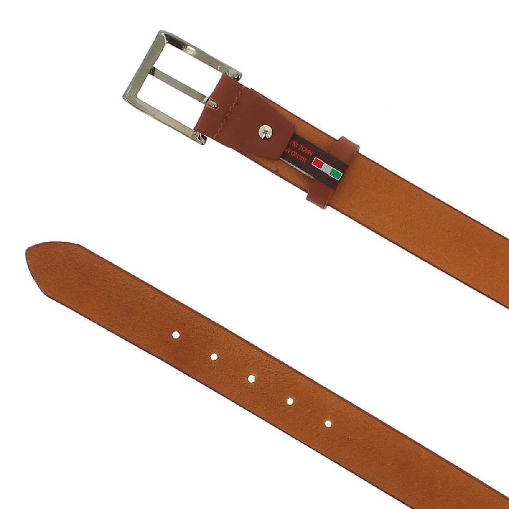 Lartigiano Del Cuoio Cintura In Vera Pelle Marrone Con Fibbia In Metallo Rettangolare