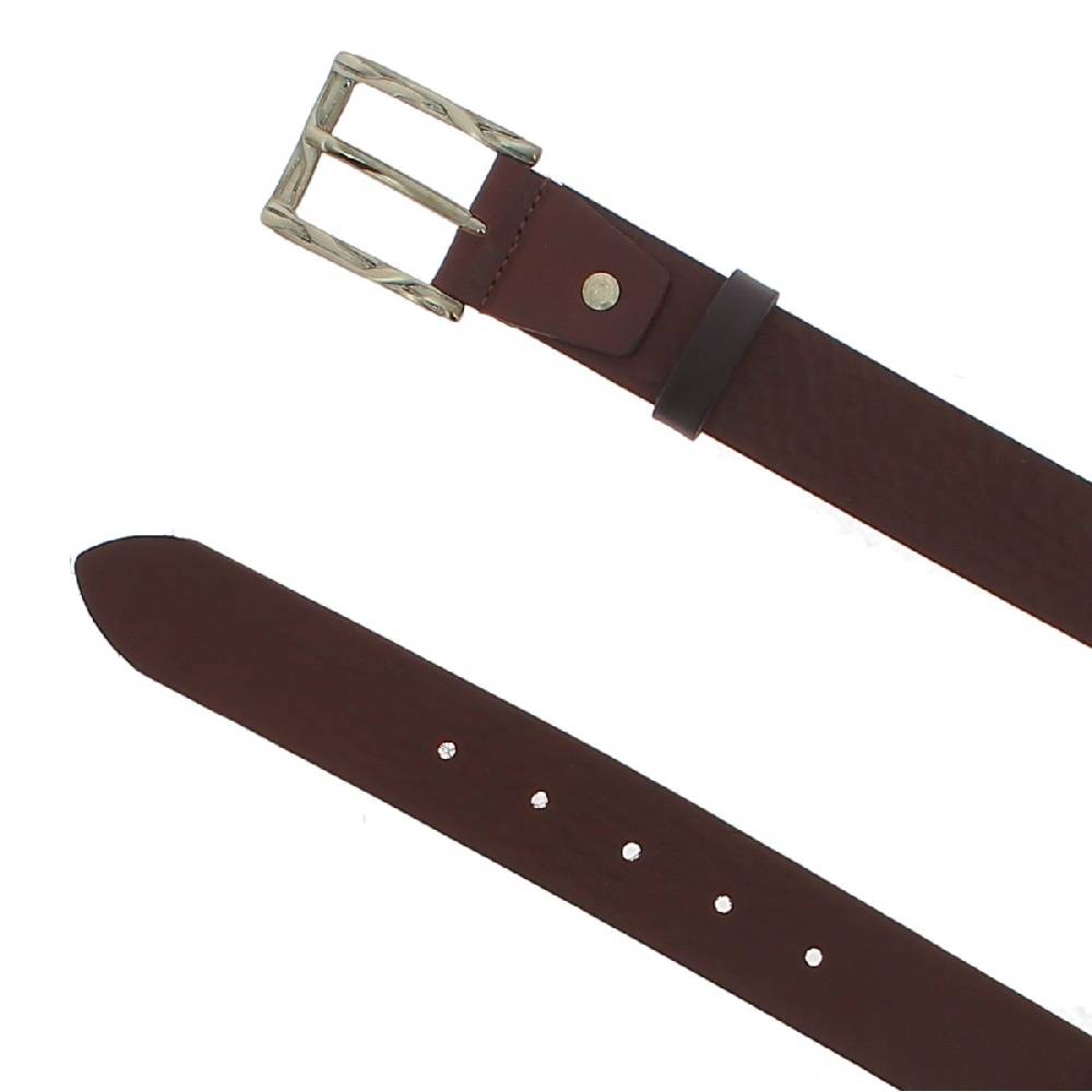 Lartigiano Del Cuoio Cintura In Vera Pelle Testa Di Moro Con Fibbia In Metallo Rettangolare