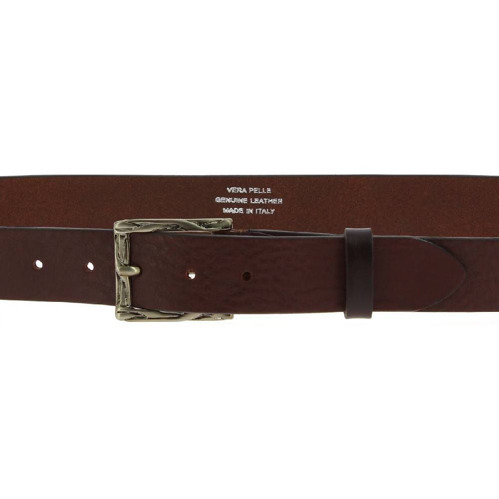 Lartigiano Del Cuoio Cintura in vera pelle testa di moro con fibbia in metallo rettangolare