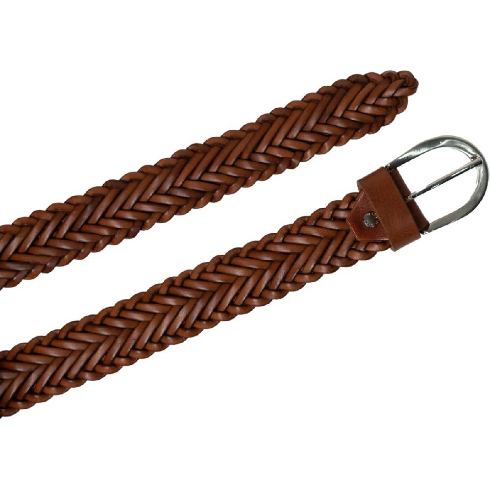 Lartigiano Del Cuoio Cintura Intrecciata A Mano In Cuoio Con Fibbia Arrotondata In Metallo