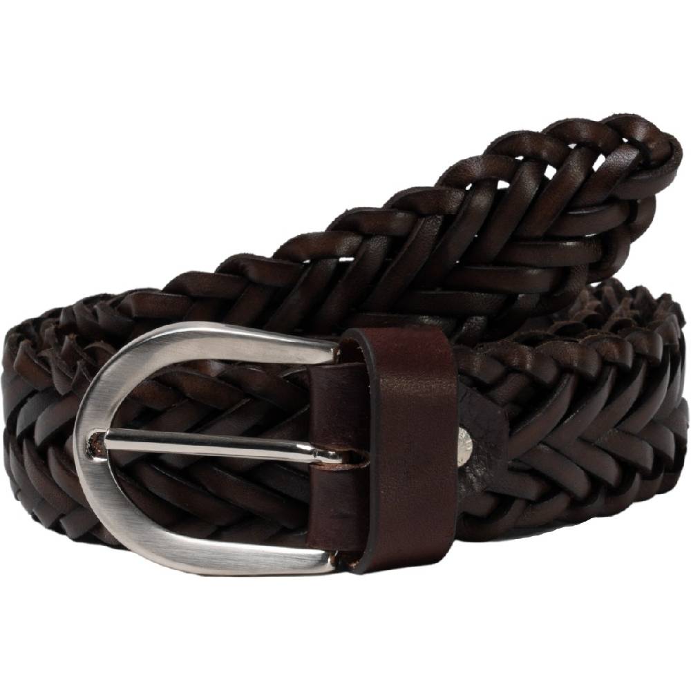 Lartigiano Del Cuoio Cintura Intrecciata A Mano In Pelle Marrone Scuro Conciata Al Vegetale