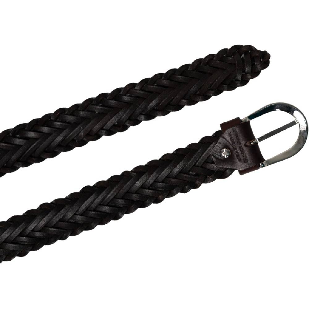 Lartigiano Del Cuoio Cintura Intrecciata A Mano In Pelle Marrone Scuro Conciata Al Vegetale