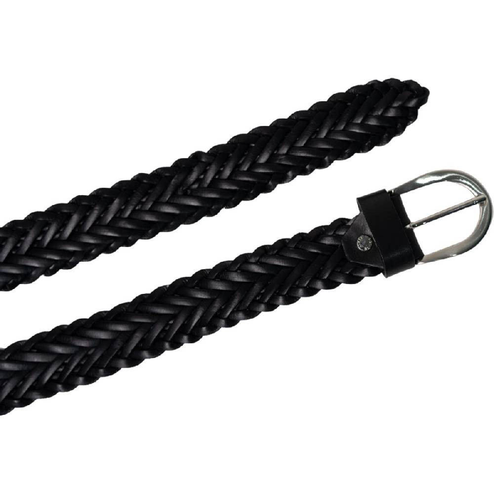 Lartigiano Del Cuoio Cintura Intrecciata A Mano In Pelle Nera 3 Cm