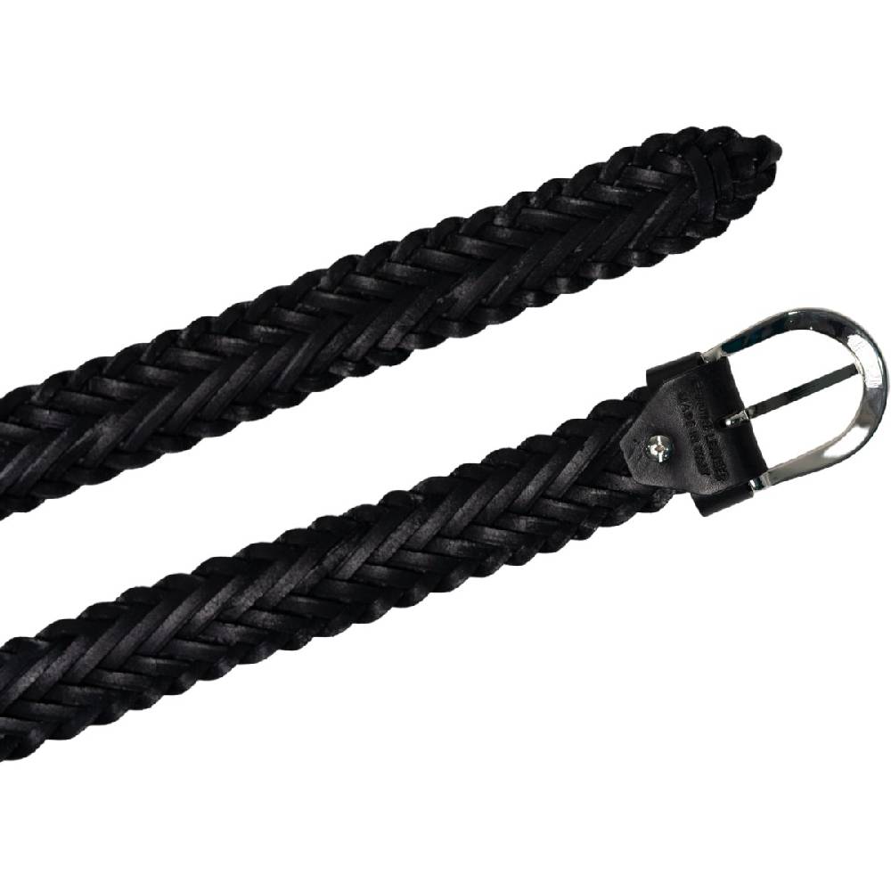 Lartigiano Del Cuoio Cintura Intrecciata A Mano In Pelle Nera 3 Cm