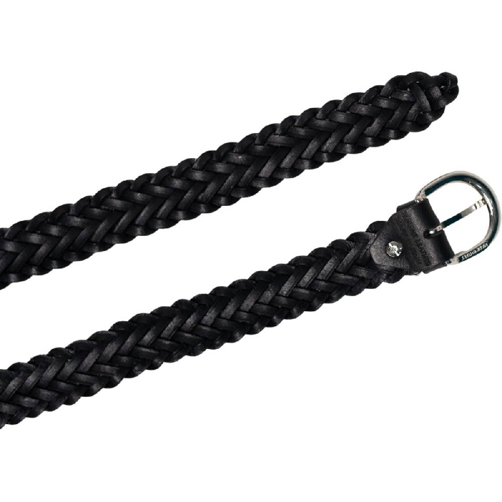 Lartigiano Del Cuoio Cintura Intrecciata A Mano In Pelle Nera Con Fibbia Arrotondata In Metallo