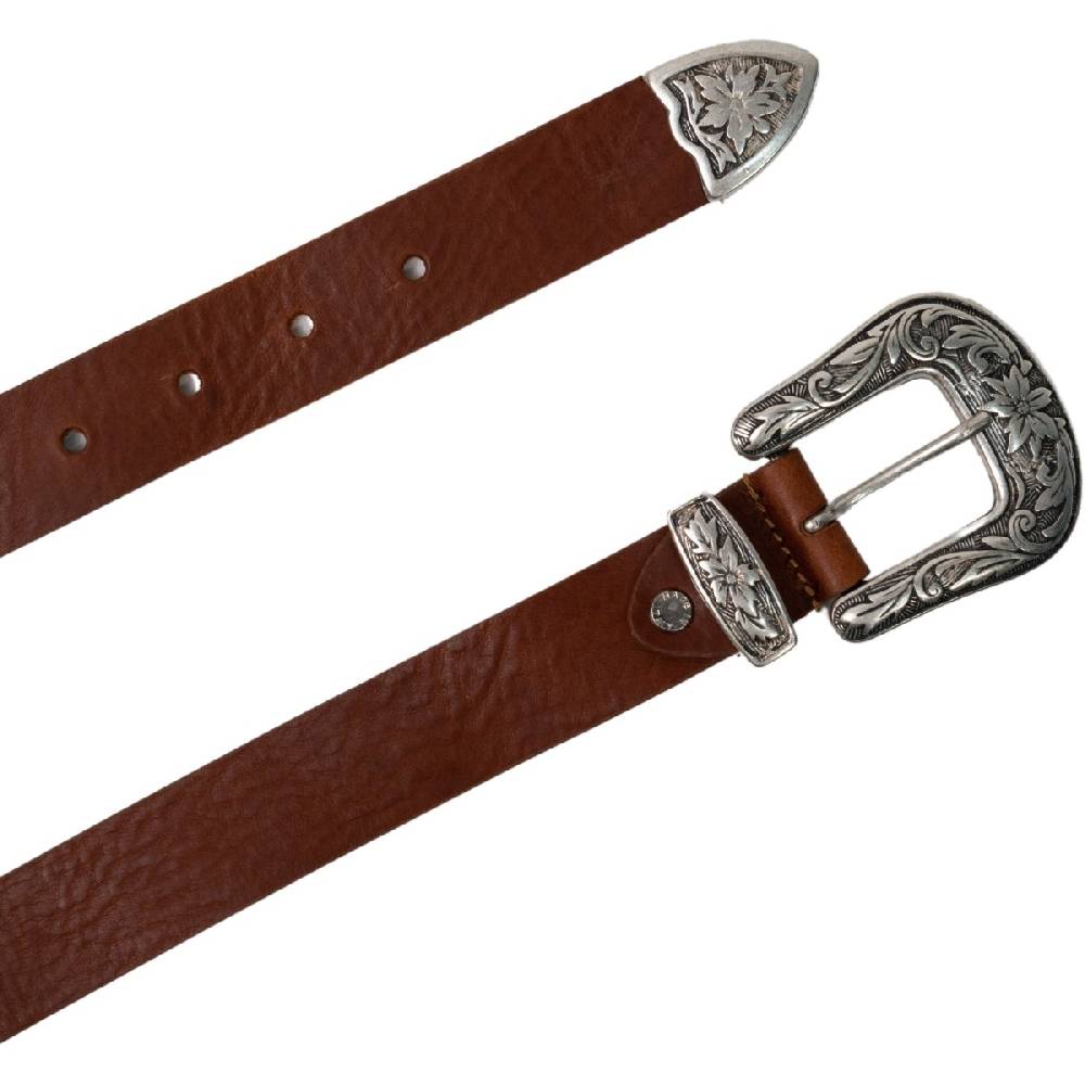 Lartigiano Del Cuoio Cintura Western Donna In Cuoio Con Fibbia In Metallo Inciso