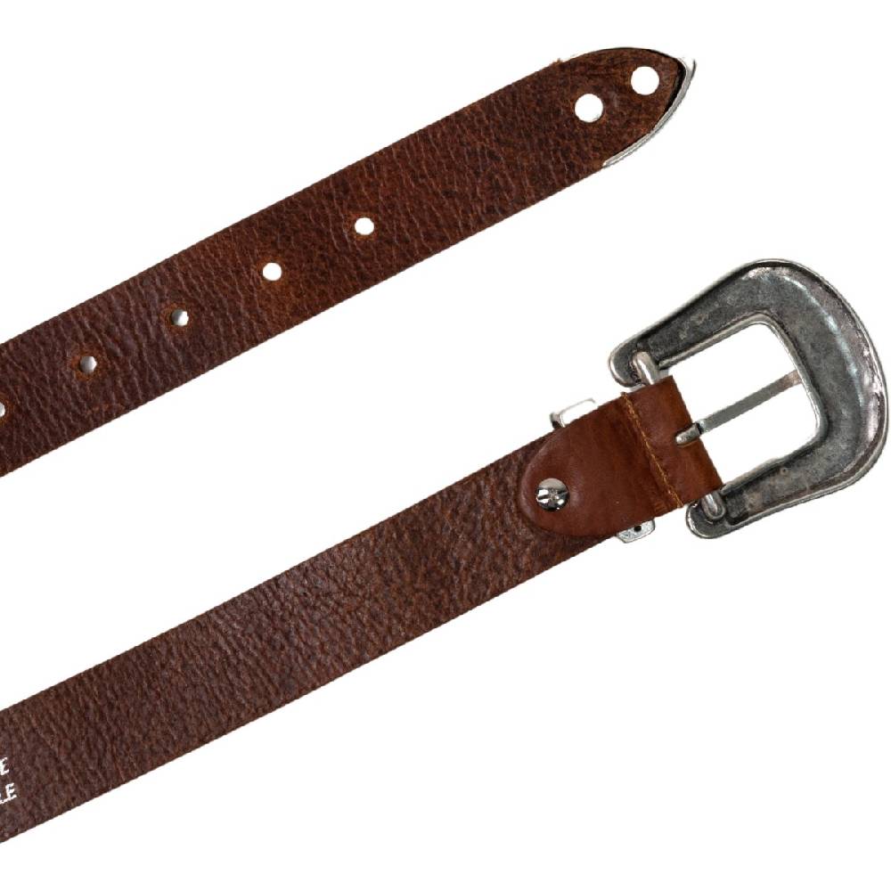 Lartigiano Del Cuoio Cintura Western Donna In Cuoio Con Fibbia In Metallo Inciso