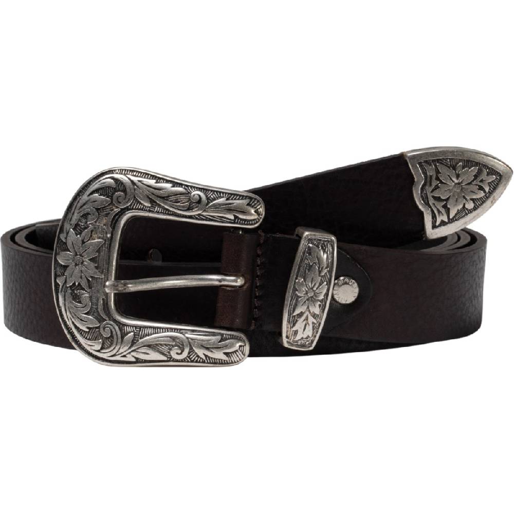 Lartigiano Del Cuoio Cintura Western Donna In Pelle Marrone Scuro Con Fibbia In Metallo