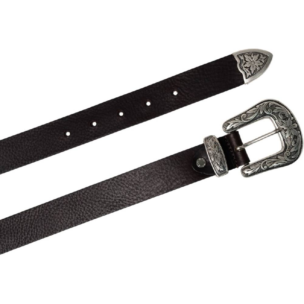 Lartigiano Del Cuoio Cintura Western Donna In Pelle Marrone Scuro Con Fibbia In Metallo