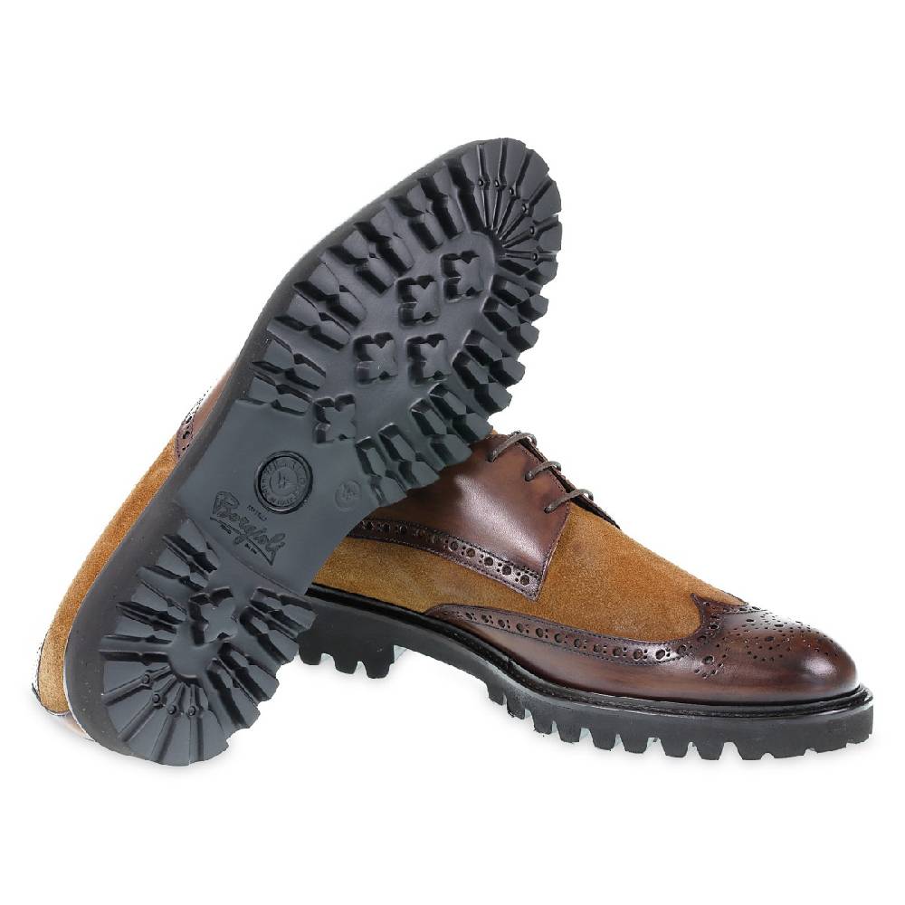 Lartigiano Del Cuoio Derby Con Bucature In Stile Country - Fratelli Borgioli - Artigianalità Italiana