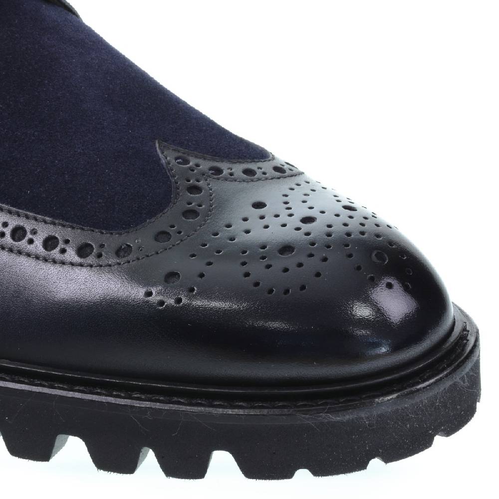 Lartigiano Del Cuoio Derby Con Coda Di Rondine In Pelle Di Vitello Blu Notte - Fratelli Borgioli - Artigianalità Italiana