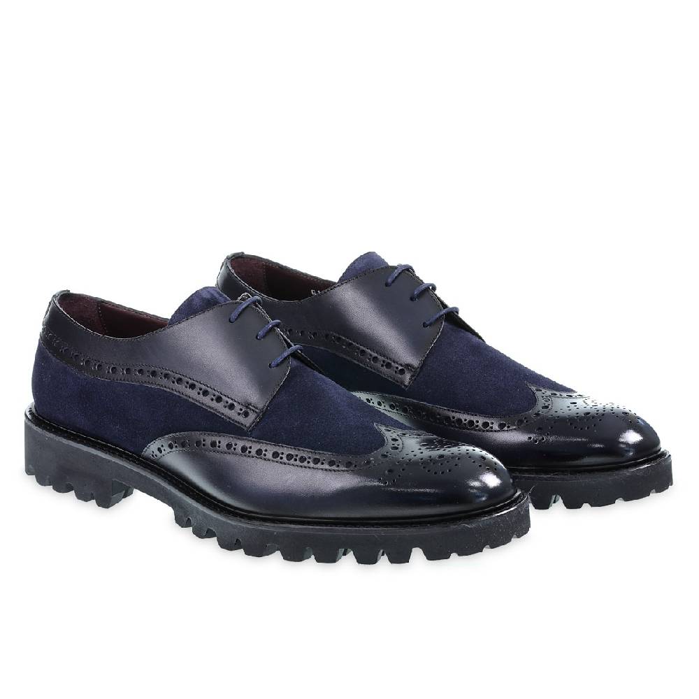 Lartigiano Del Cuoio Derby con coda di rondine in pelle di vitello blu notte - Fratelli Borgioli - Artigianalità Italiana