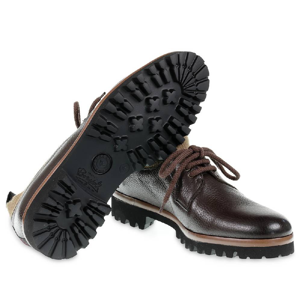 Lartigiano Del Cuoio Derby In Cervo E Cashmere Marrone Scuro - Fratelli Borgioli - Artigianalità Italiana