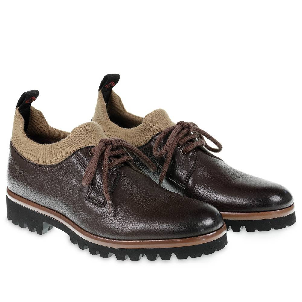 Lartigiano Del Cuoio Derby in cervo e cashmere marrone scuro - Fratelli Borgioli - Artigianalità Italiana