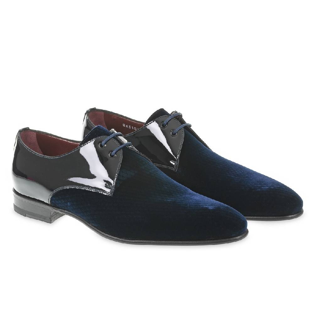 Lartigiano Del Cuoio Derby in Velluto Stampato e Vernice - Fratelli Borgioli - Artigianalità Italiana