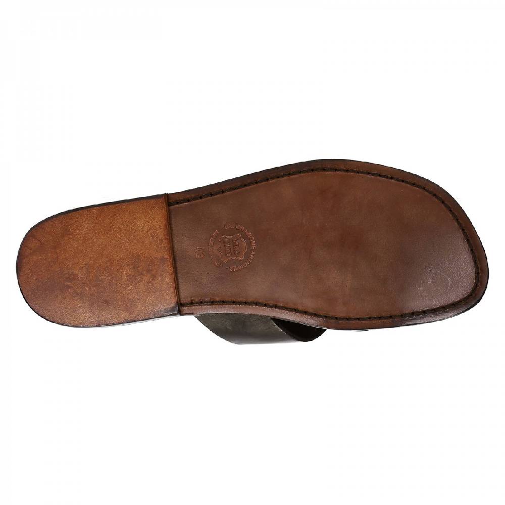 Lartigiano Del Cuoio Infradito Fatti A Mano In Pelle Testa Di Moro Intrecciata Sull'alluce E Suola In Cuoio