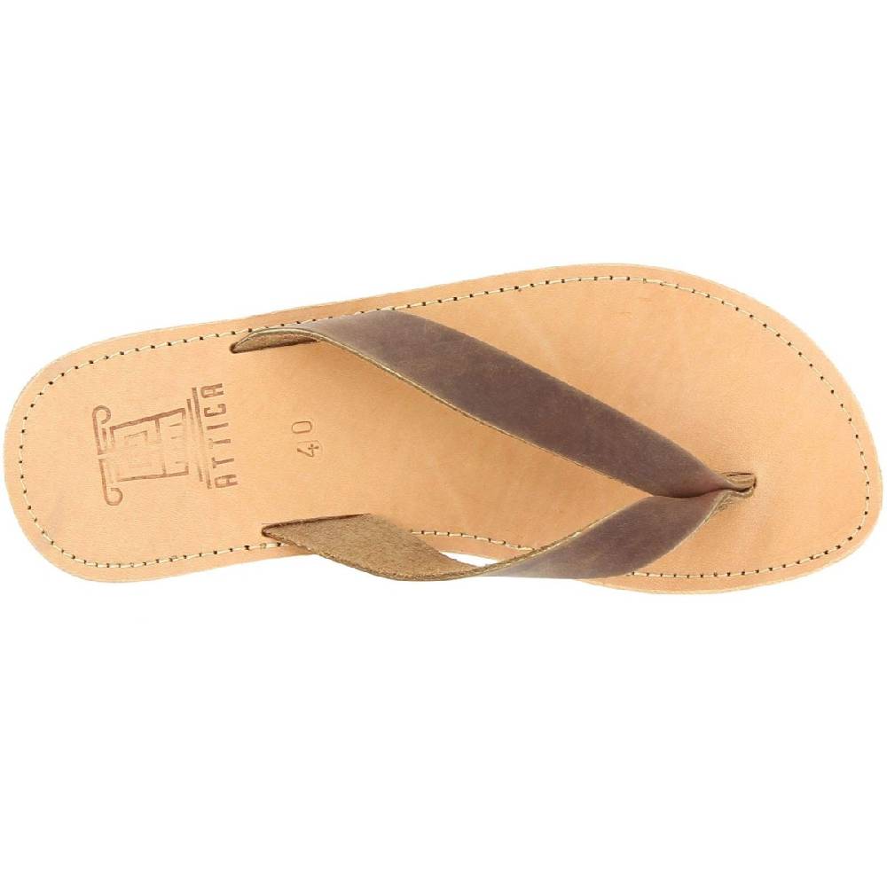 Lartigiano Del Cuoio Infradito Uomo In Nubuck Testa Di Moro Handmade In Greece