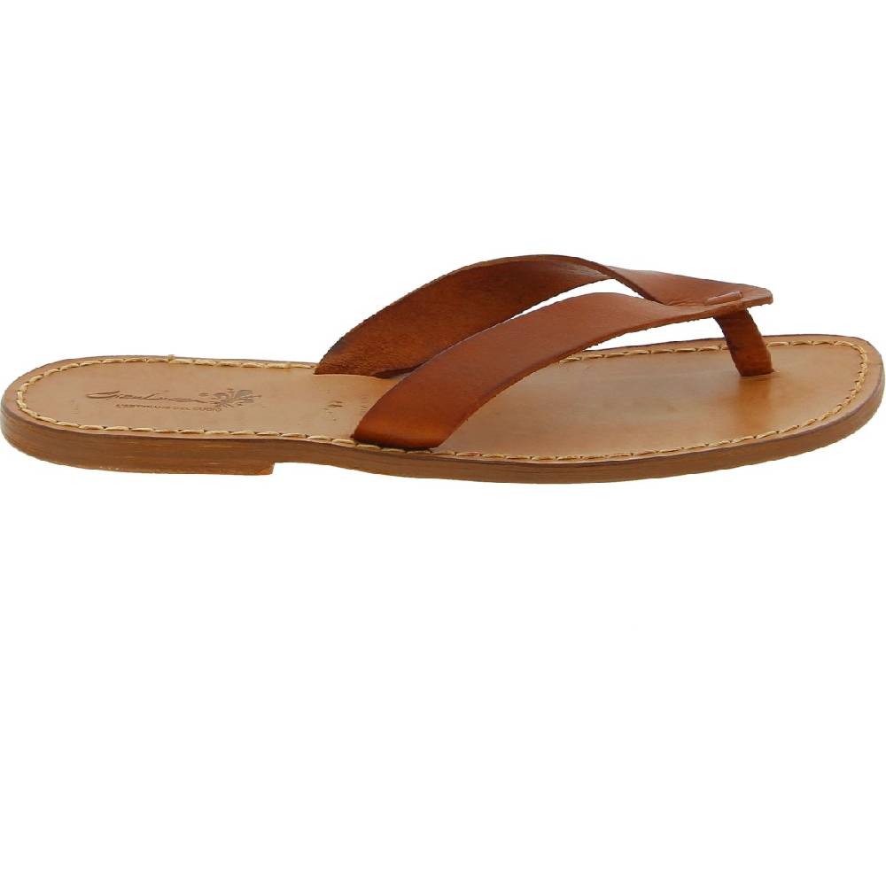 Lartigiano Del Cuoio Infradito Uomo In Pelle Marrone Realizzati A Mano In Italia